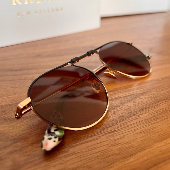 KREWE FOLDING Sunglasses - RAMPART FOLD - 18K + Matte Black Fade + Poppy Noir - Picture 8 of 15